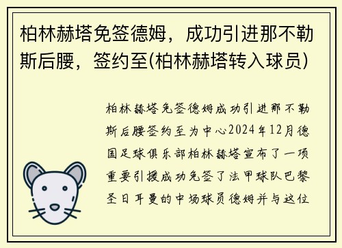 柏林赫塔免签德姆，成功引进那不勒斯后腰，签约至(柏林赫塔转入球员)